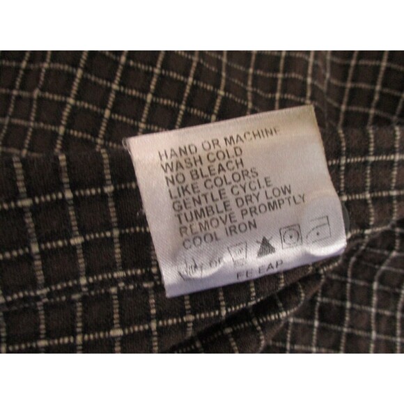 Woolrich Mens XL Shirt Button Up Logo Pocket Long Sleeve Brown White Cotton - Picture 4 of 11